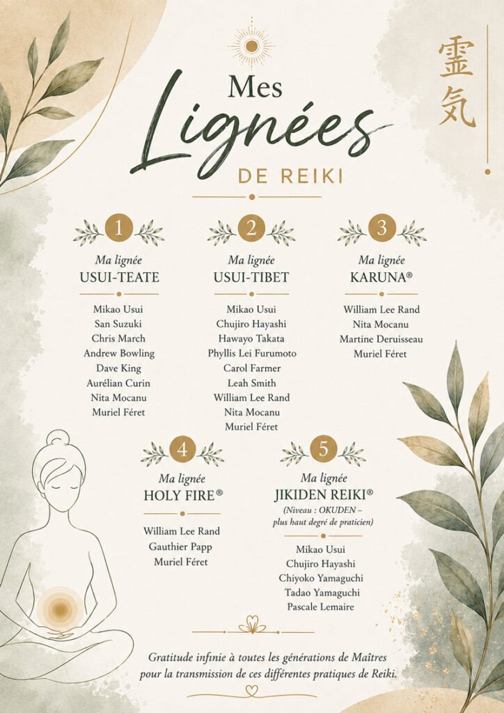 Mes lignées Reiki - Muriel Feret